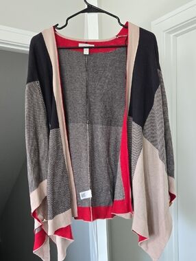 Open-Front Colorblock Draped Women's Sweater Cardigan